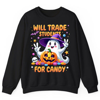 Will Trade Students for Candy teacher Halloween Sweatshirt Black product mockup