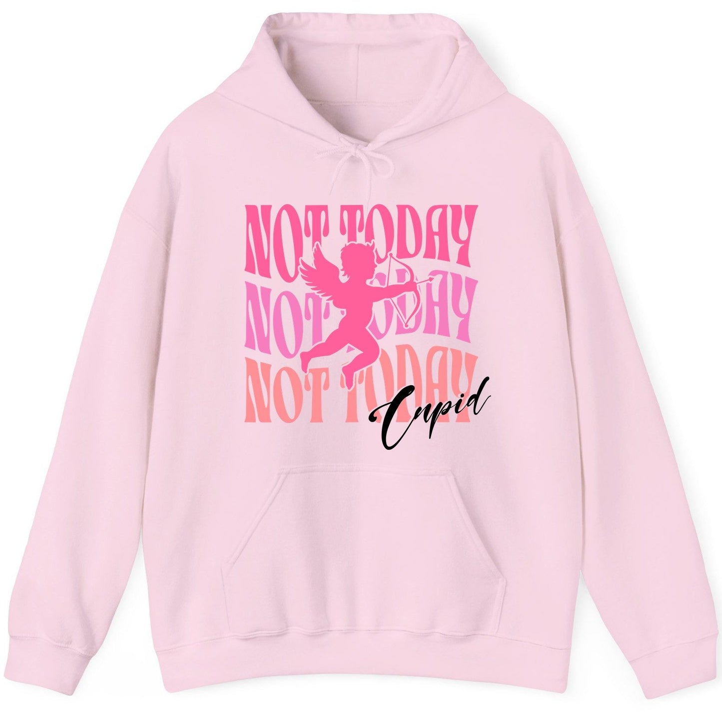 Not Today Not Today Not Today Cupid anti-Valentine's Day Hoodie Light Pink product mockup