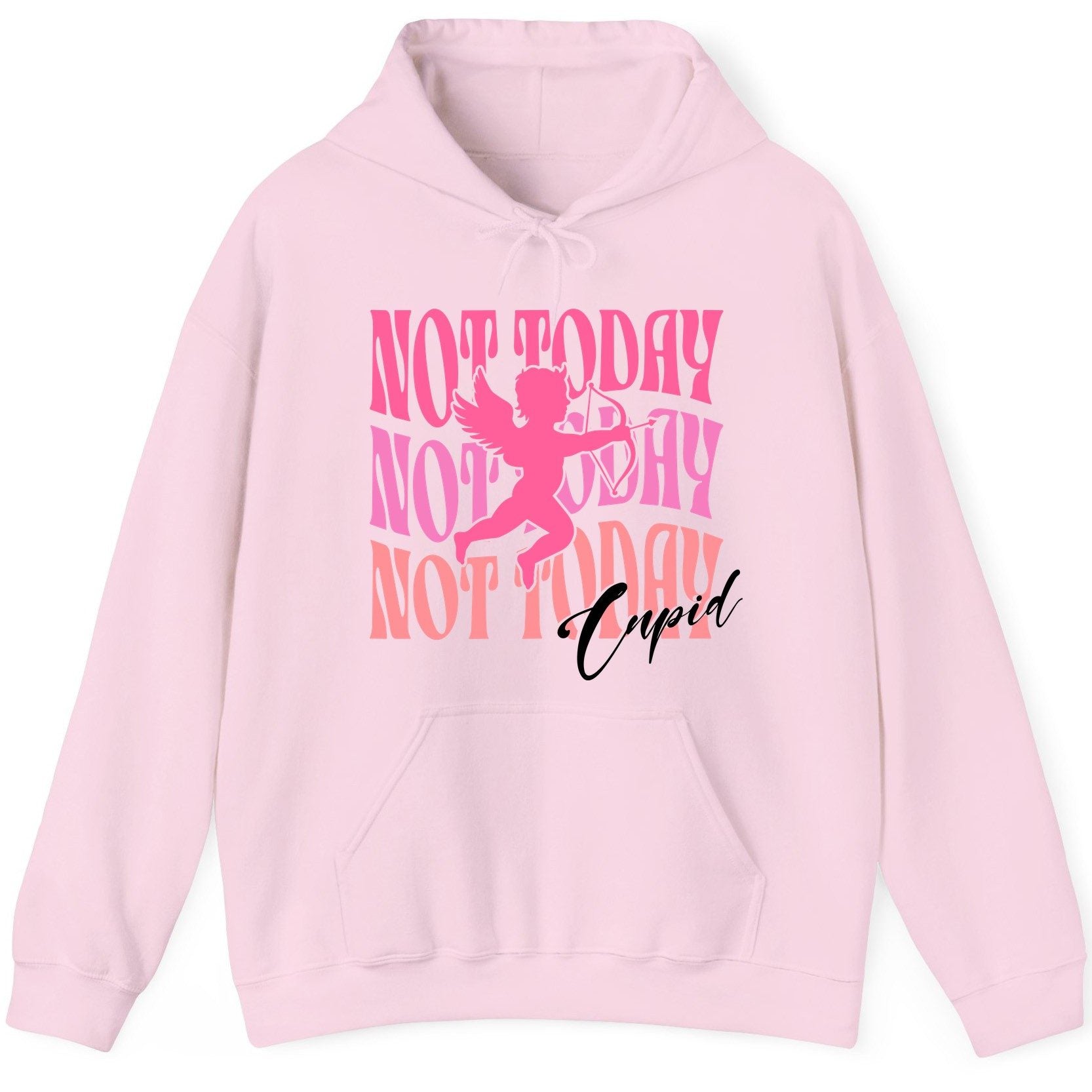 Not Today Not Today Not Today Cupid anti-Valentine's Day Hoodie Light Pink product mockup
