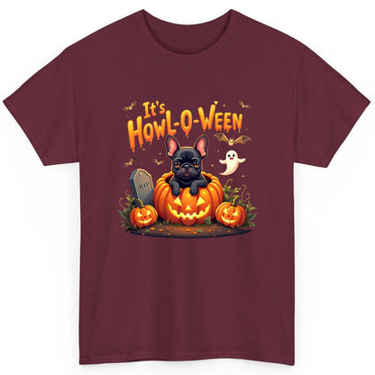 It's Howl-O-Ween french bulldog T-Shirt Maroon product mockup