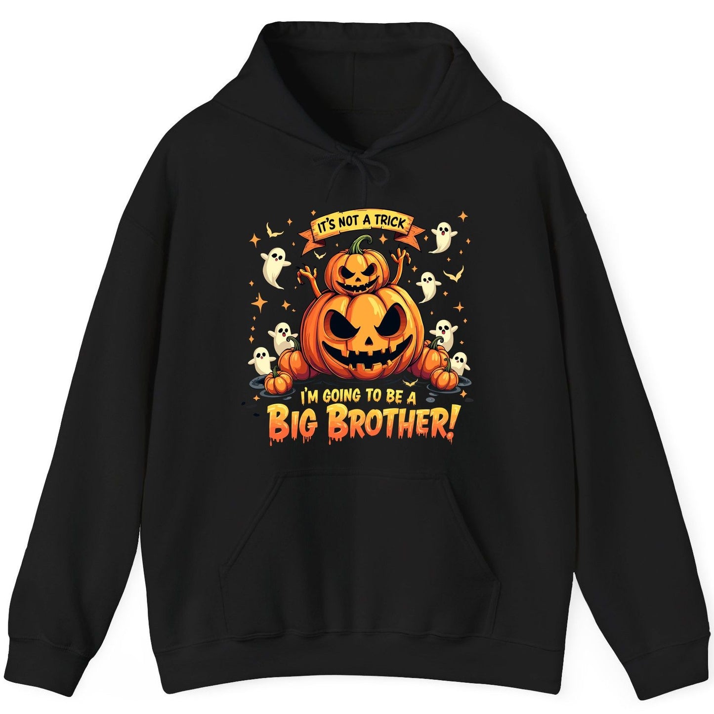 It's Not a Trick I'm Going to Be a Big Brother! Halloween big brother announcement Hoodie Black product mockup
