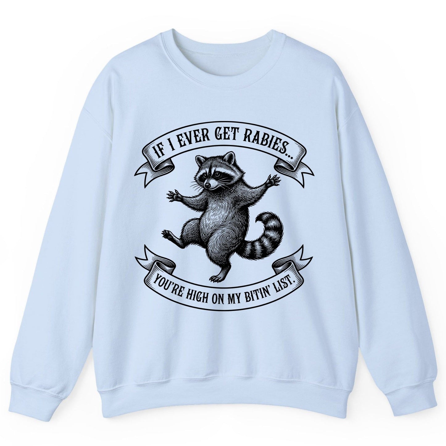 Subtle Raccoon Sketch raccoon Sweatshirt Light Blue product mockup