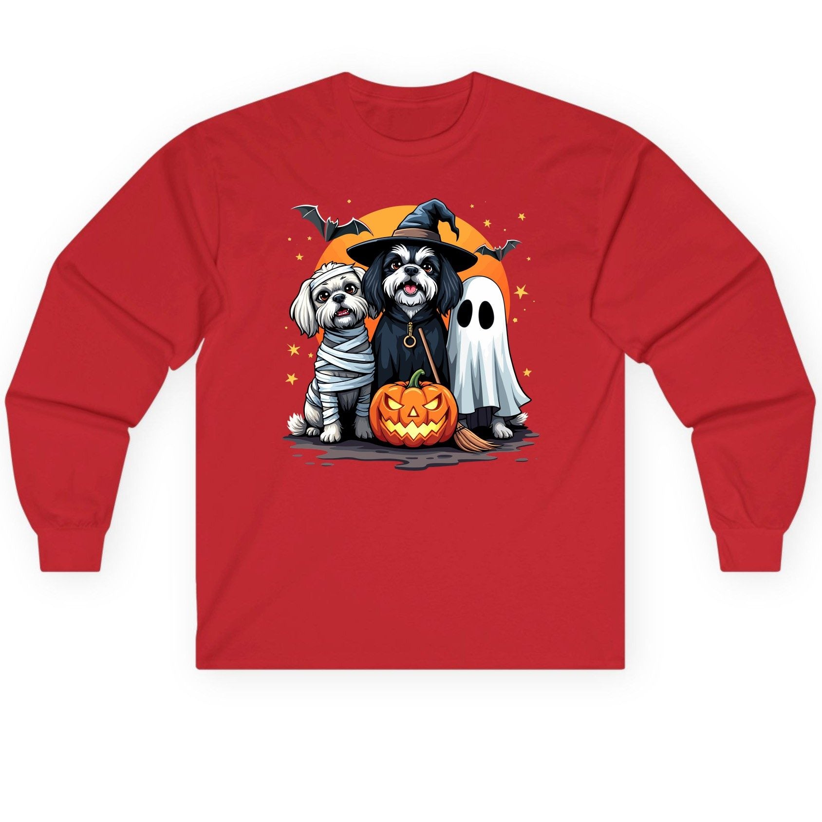 Halloween Dogs Costumes Halloween dogs Long Sleeve Tee Red product mockup
