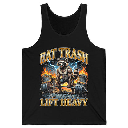 Eat Trash Lift Heavy raccoon Tank Top Black product mockup