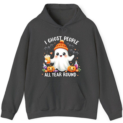 I Ghost People All Year Round cute ghost Hoodie Dark Heather product mockup