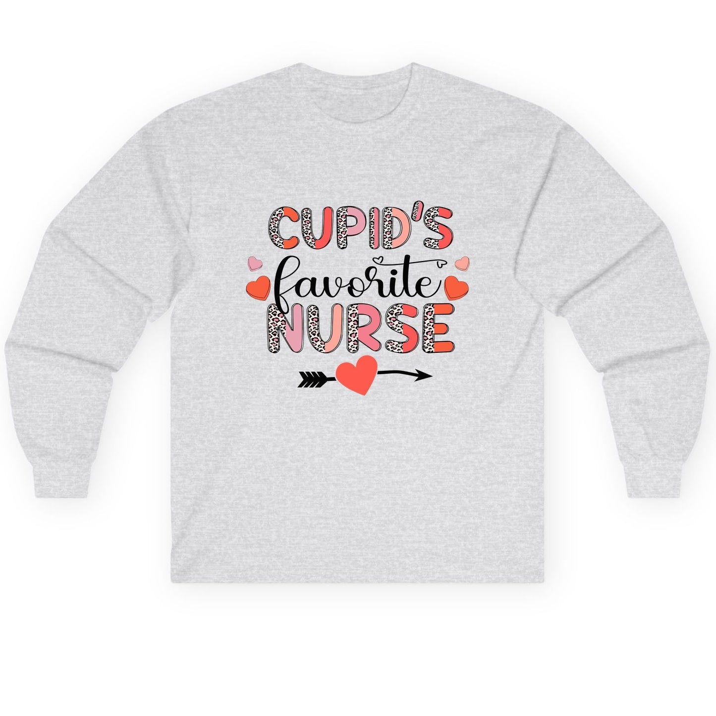 Cupid's Favorite Nurse nurse Long Sleeve Tee Ash product mockup