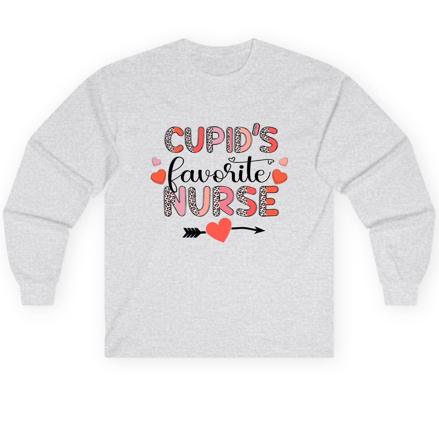 Cupid's Favorite Nurse nurse Long Sleeve Tee Ash product mockup