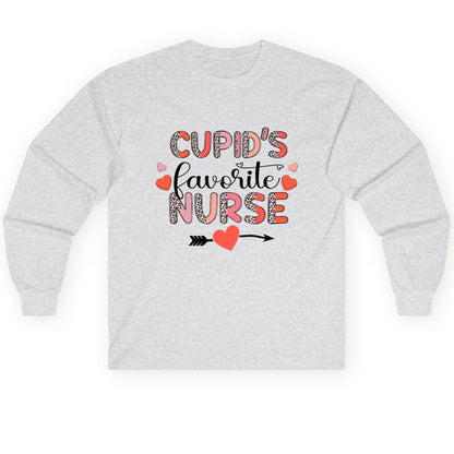Cupid's Favorite Nurse nurse Long Sleeve Tee Ash product mockup