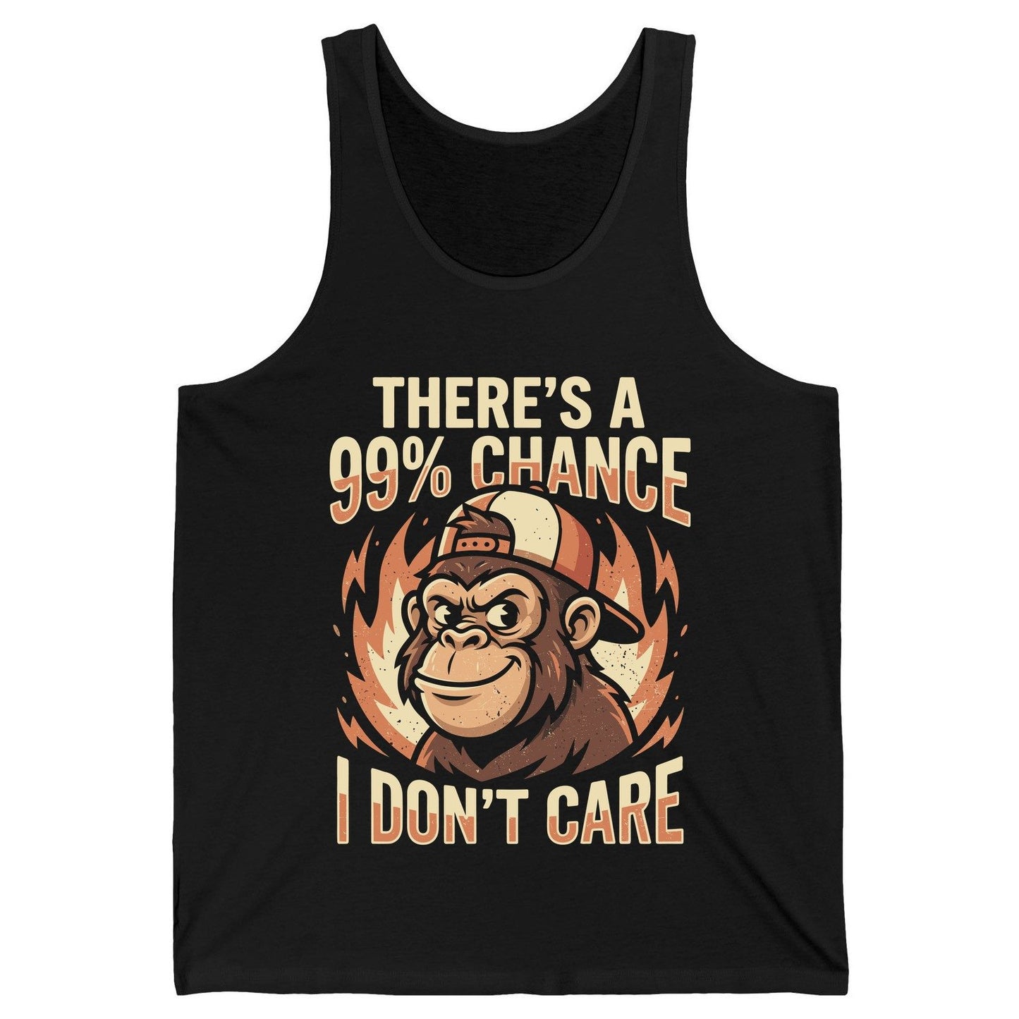 There's a 99% Chance I Don't Care monkey Tank Top Black product mockup