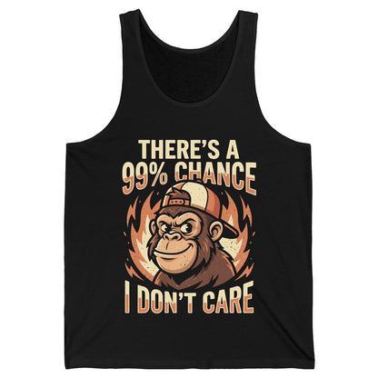 There's a 99% Chance I Don't Care monkey Tank Top Black product mockup
