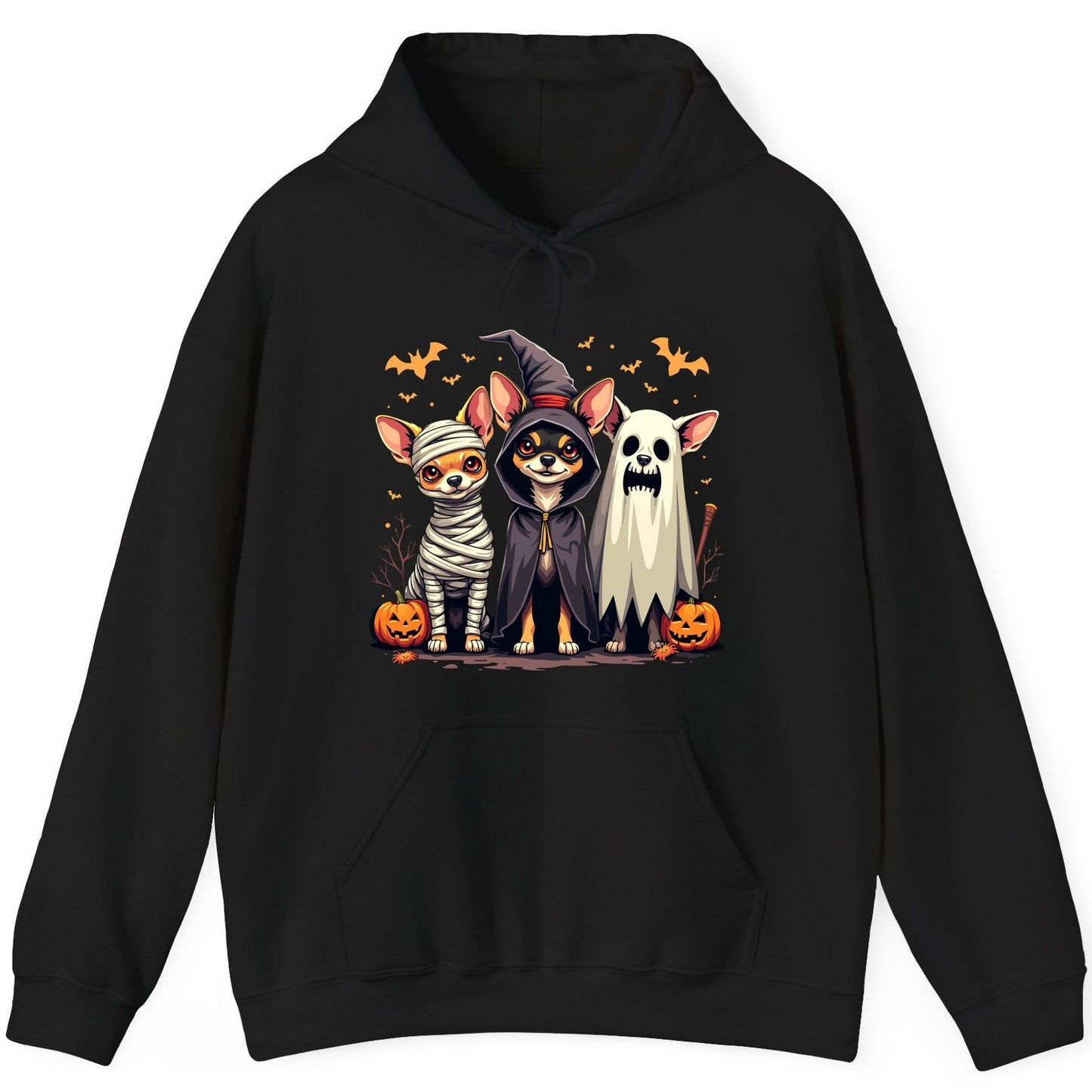 Chihuahua Halloween Costumes chihuahua dogs in Halloween costumes Hoodie Black product mockup