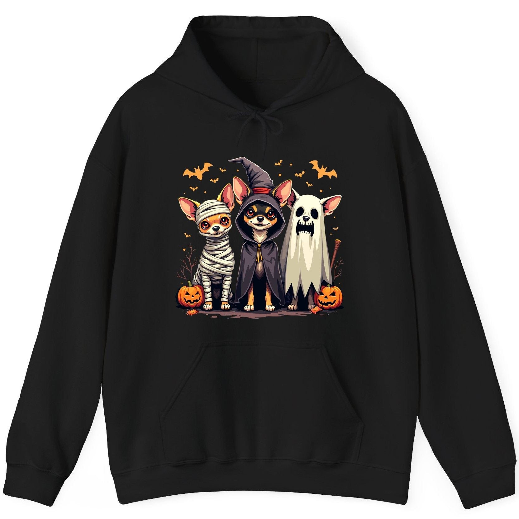 Chihuahua Halloween Costumes chihuahua dogs in Halloween costumes Hoodie Black product mockup