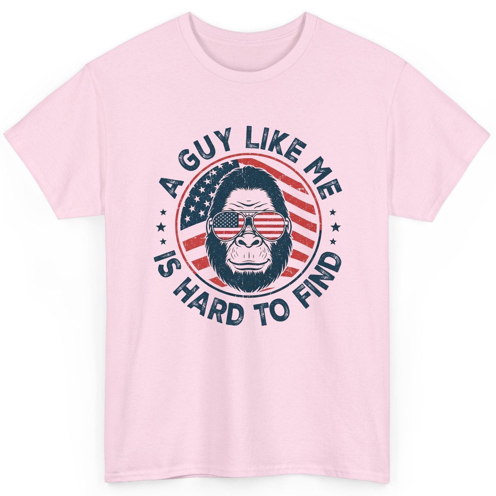 A Guy Like Me Is Hard to Find patriotic bigfoot T-Shirt Light Pink product mockup