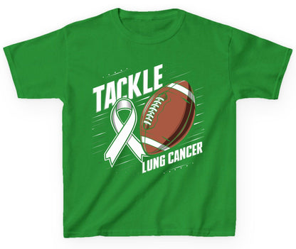 Tackle Lung Cancer lung cancer awareness Youth T-Shirt Irish Green product mockup