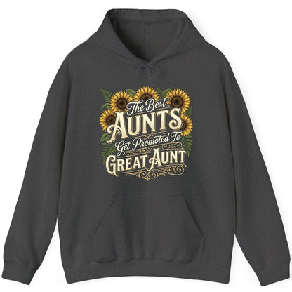 The Best AUNTS Get Promoted to GREAT AUNT Retro Hoodie - product mockup - Dark Heather