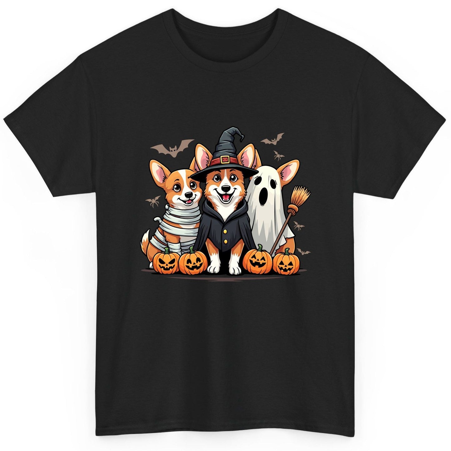 Halloween Corgi Trio Halloween corgis T-Shirt Black product mockup