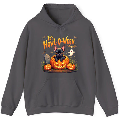 It's Howl-O-Ween french bulldog Hoodie Charcoal product mockup