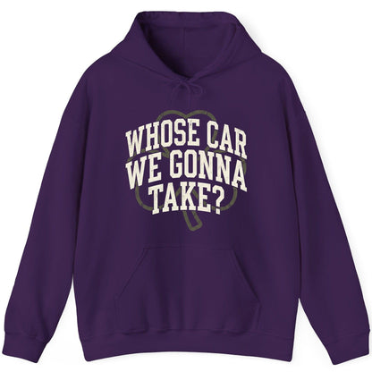 Whose Car We Gonna Take? St. Patrick's Day Hoodie Purple product mockup
