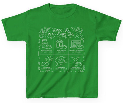 Things I Do in My Spare Time sourdough baking Youth T-Shirt Irish Green product mockup