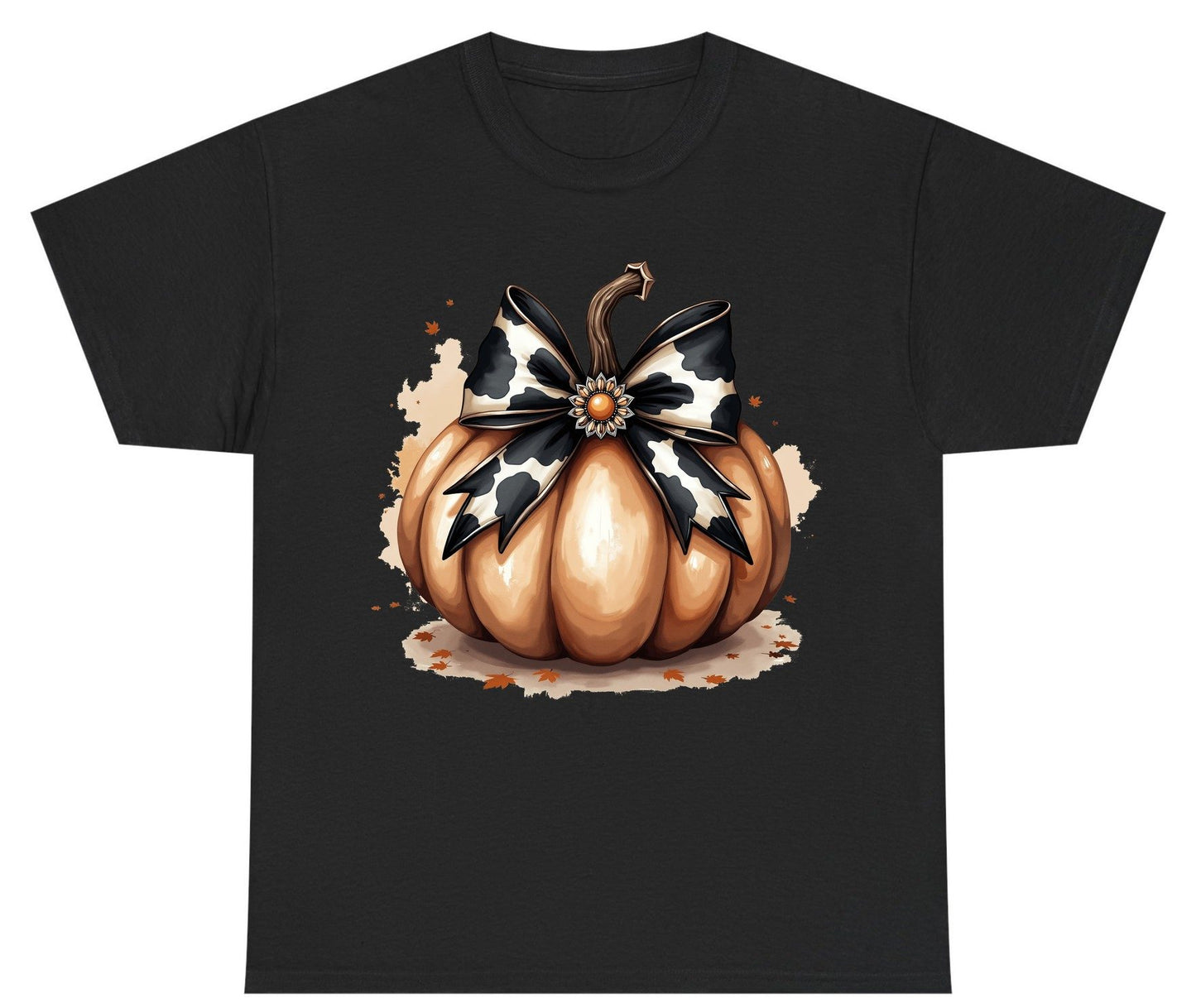 Cow Print Bow Pumpkin pumpkin Youth T-Shirt Black product mockup