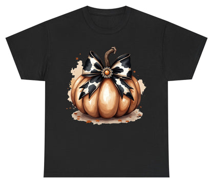 Cow Print Bow Pumpkin pumpkin Youth T-Shirt Black product mockup