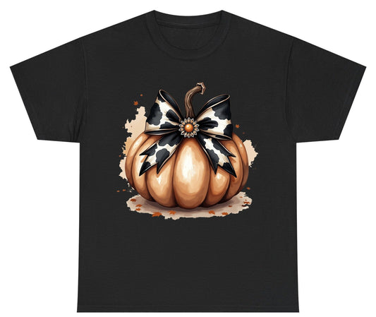 Cow Print Bow Pumpkin pumpkin Youth T-Shirt Black product mockup