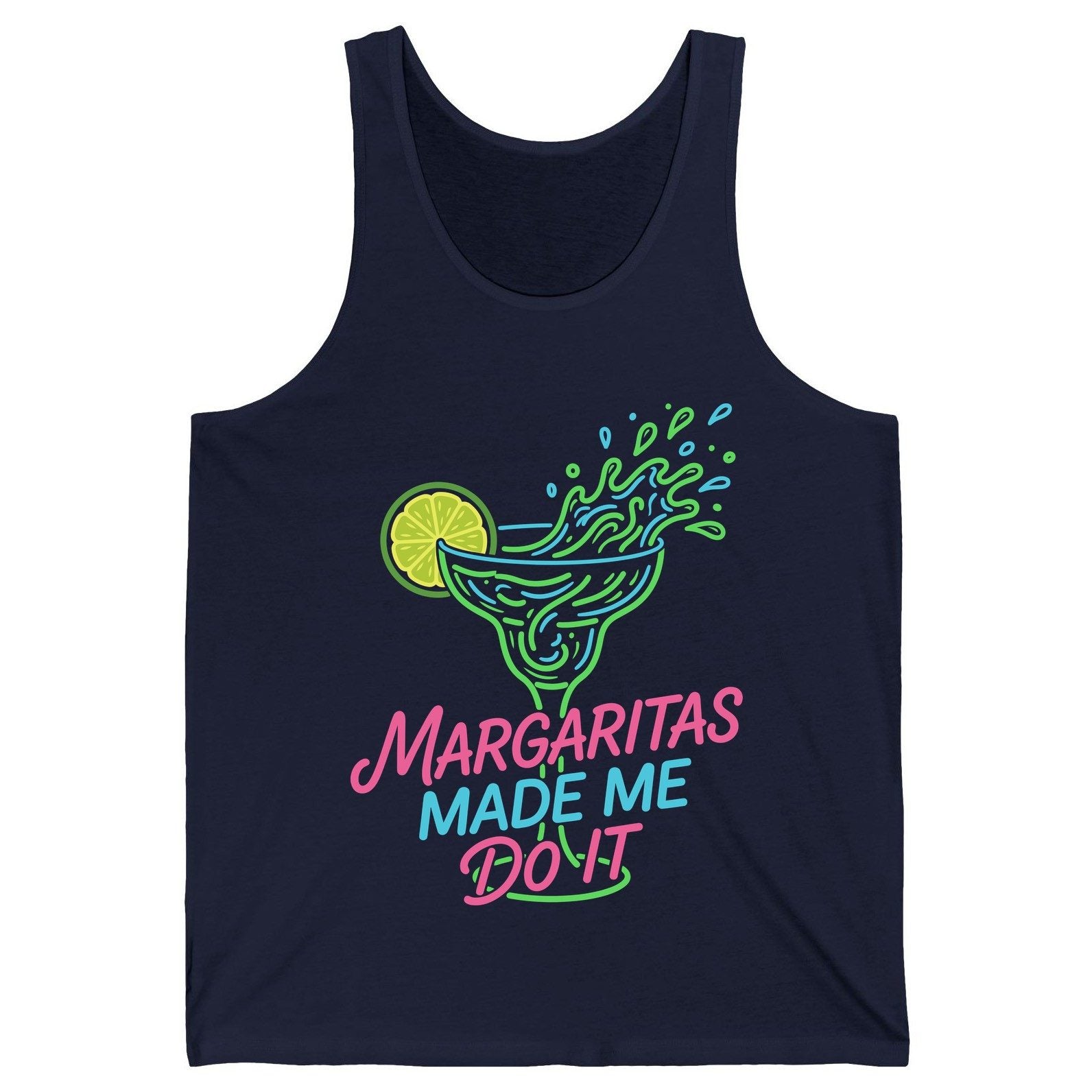 Margaritas Made Me Do It Funny Margarita Cocktail Tank Top - product mockup - Navy