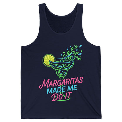 Margaritas Made Me Do It Funny Margarita Cocktail Tank Top - product mockup - Navy