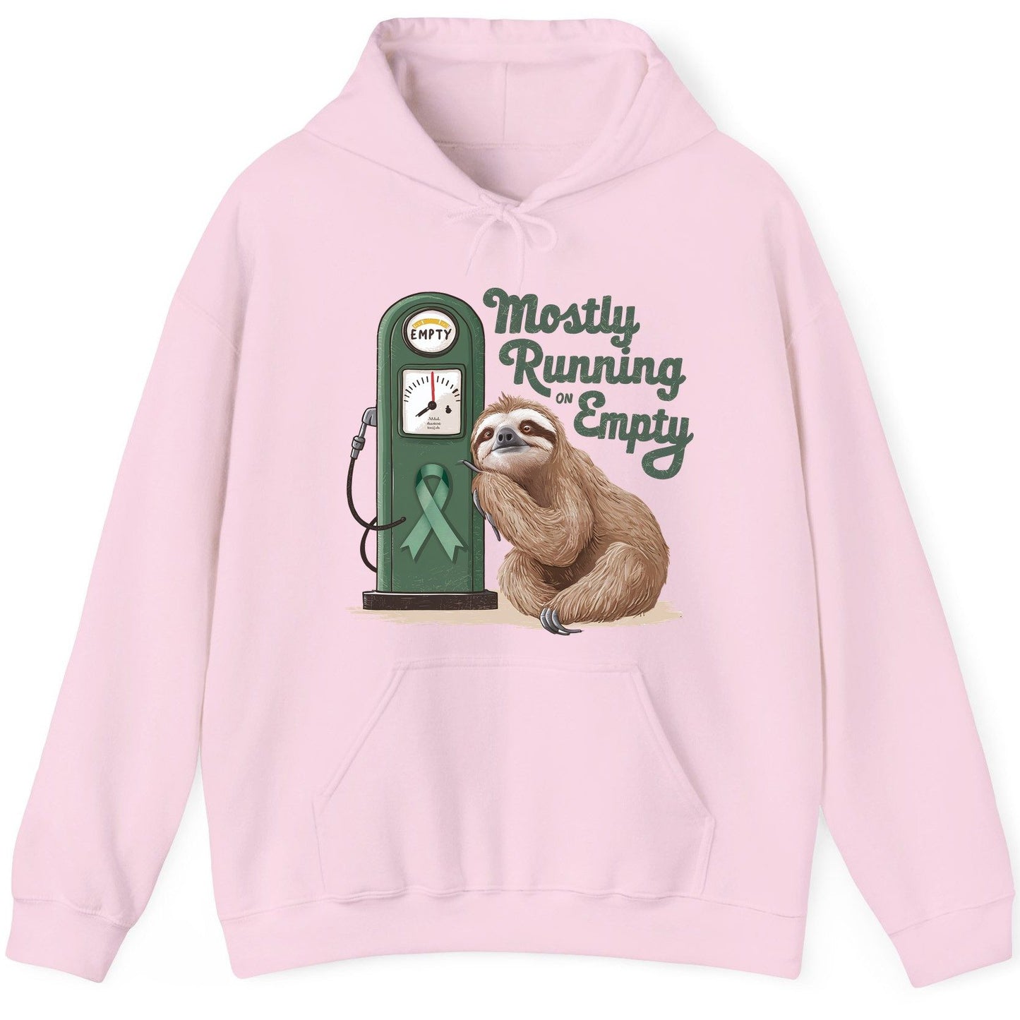Mostly Running on Empty sloth Hoodie Light Pink product mockup