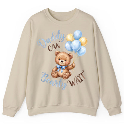 Daddy Can Bearly Wait Teddy Bear Sweatshirt - product mockup - Sand