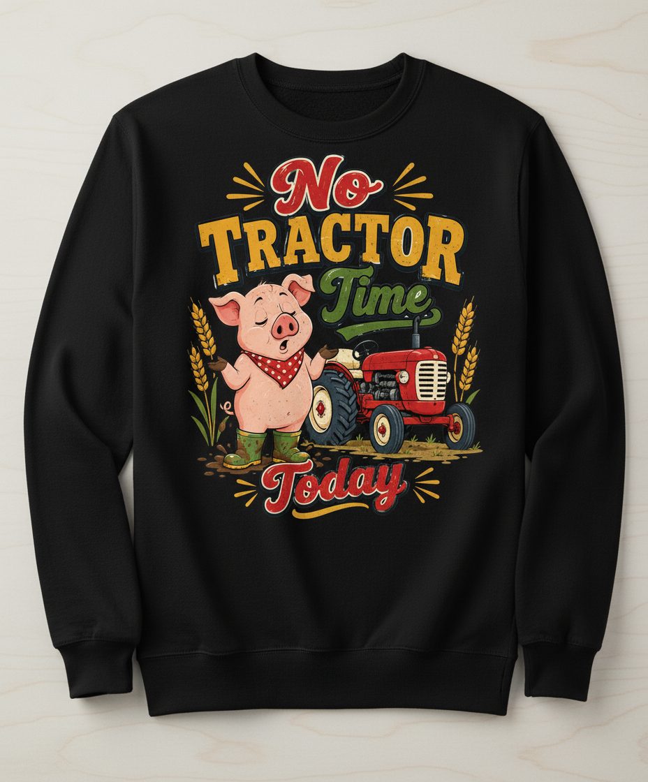 No Tractor Time Today Funny Farming Sweatshirt - product mockup - Black