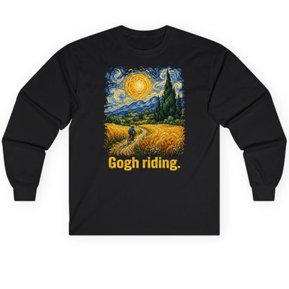 Gogh Riding art parody Long Sleeve Tee Black product mockup