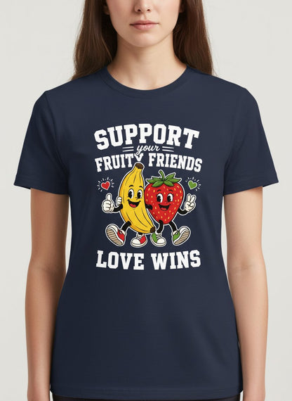Support Your Fruity Friends Love Wins Retro Lgbtq Pride T-Shirt - product mockup - Navy