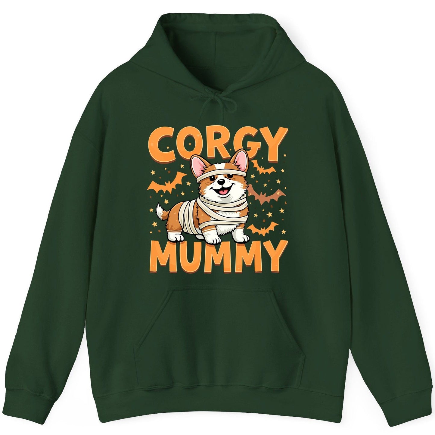 Corgy Mummy corgi Hoodie Forest Green product mockup