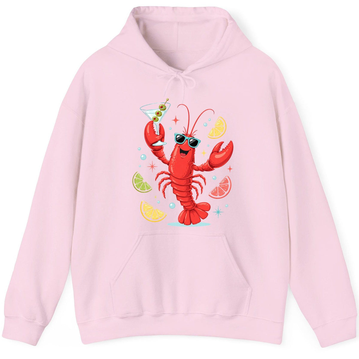 Cartoon Lobster Party lobster Hoodie Light Pink product mockup