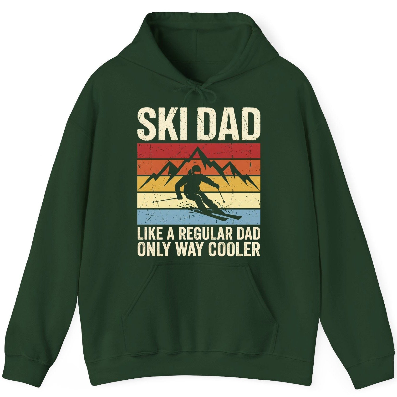 Ski Dad Like a Regular Dad Only Way Cooler skiing Hoodie Forest Green product mockup