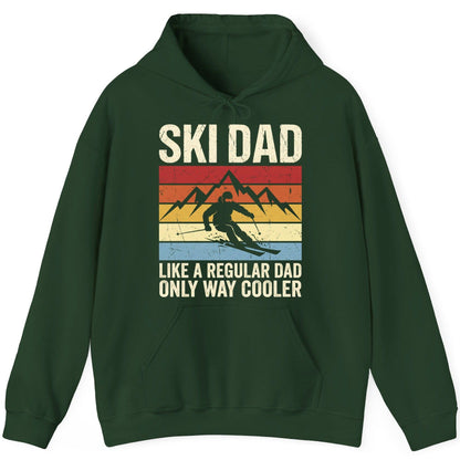 Ski Dad Like a Regular Dad Only Way Cooler skiing Hoodie Forest Green product mockup