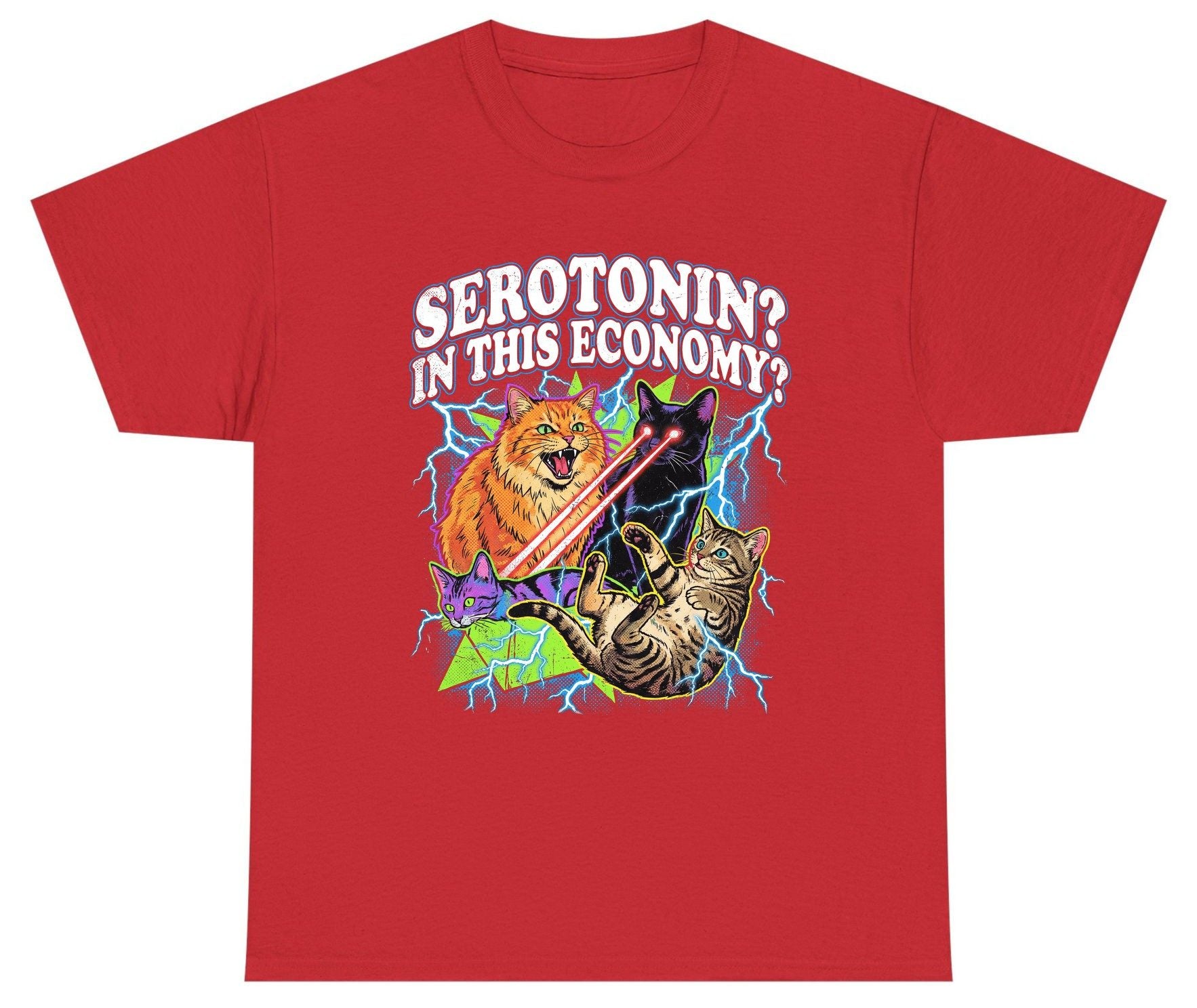 Serotonin in This Economy? cats Youth T-Shirt Red product mockup