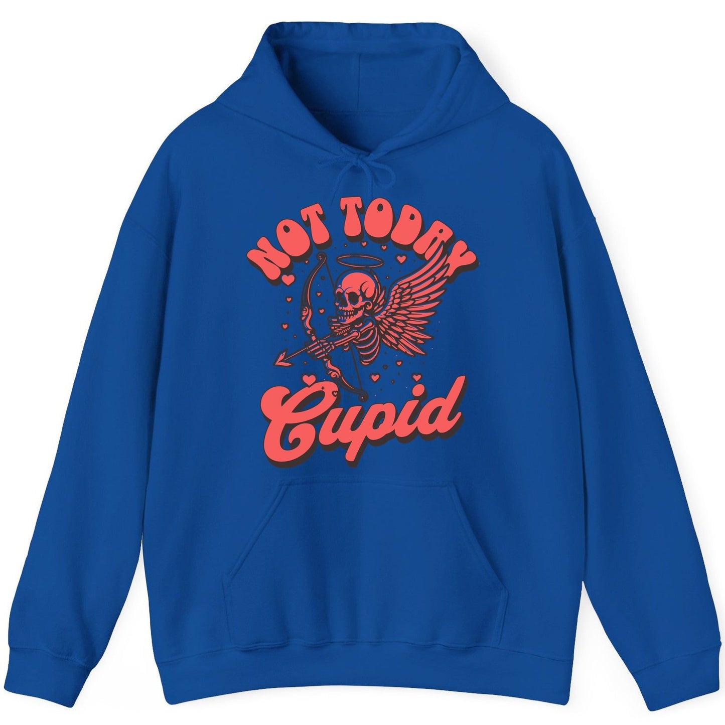 Not Today Cupid skeletal cupid Hoodie Royal product mockup