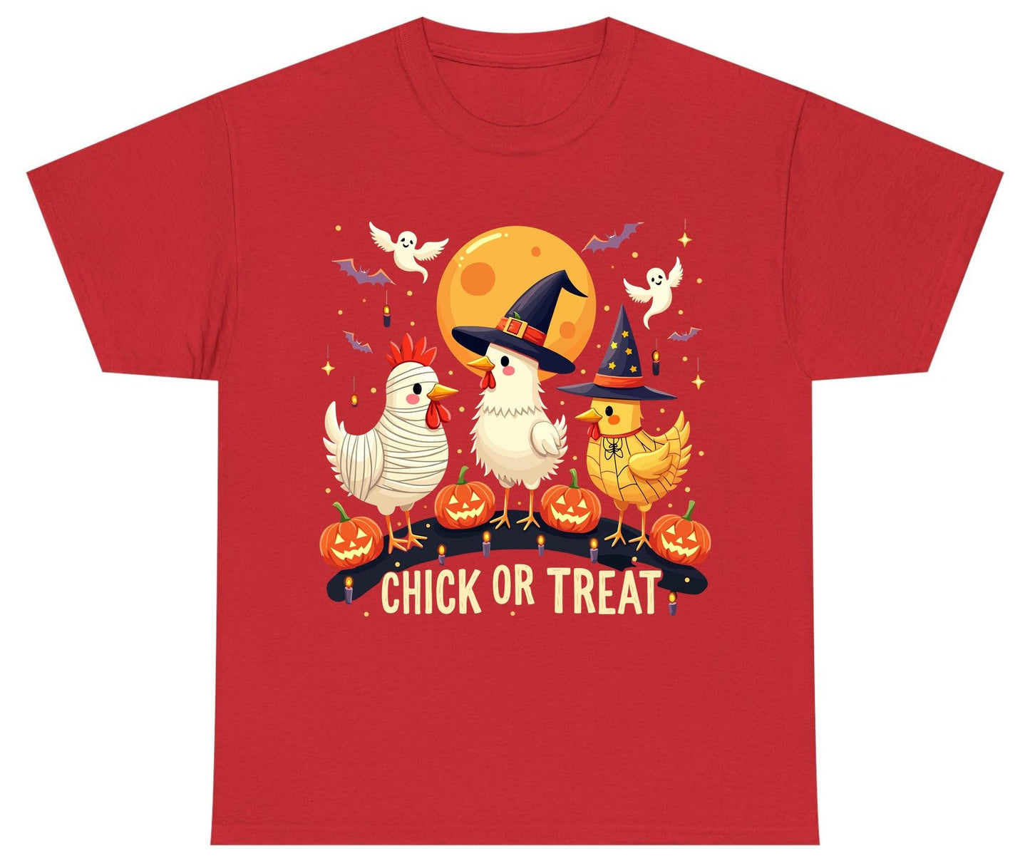 Chick or Treat Halloween chickens Youth T-Shirt Red product mockup