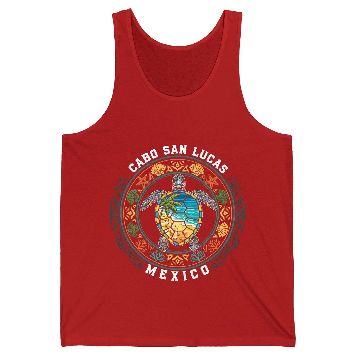 Cabo San Lucas Mexico sea turtle Tank Top Red product mockup