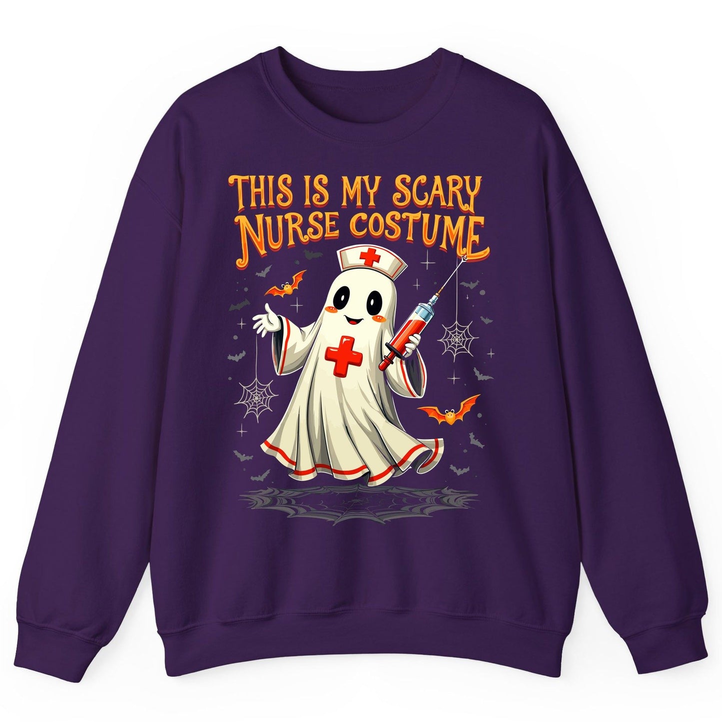 This Is My Scary Nurse Costume Halloween ghost nurse Sweatshirt Purple product mockup