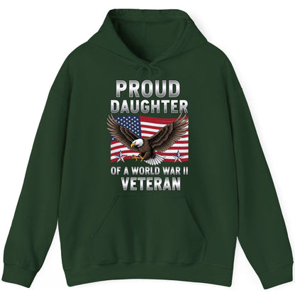 Proud Daughter of a World War Ii Veteran wwii veteran family Hoodie Forest Green product mockup