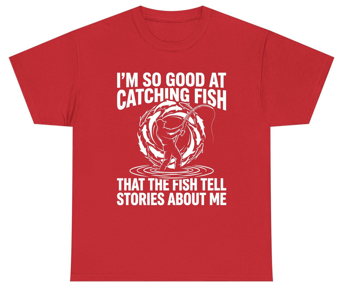 I'm So Good at Catching Fish That the Fish Tell Stories About Me fishing Youth T-Shirt Red product mockup