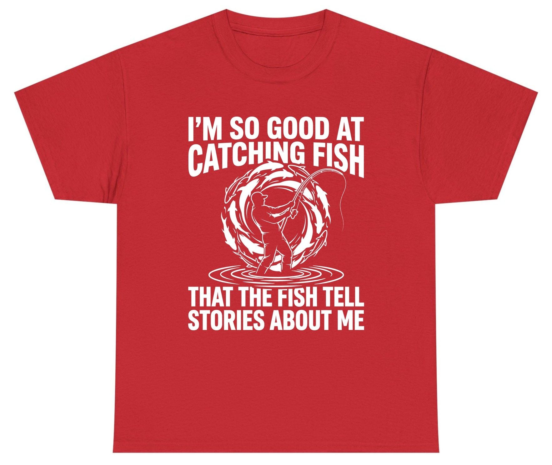 I'm So Good at Catching Fish That the Fish Tell Stories About Me fishing Youth T-Shirt Red product mockup
