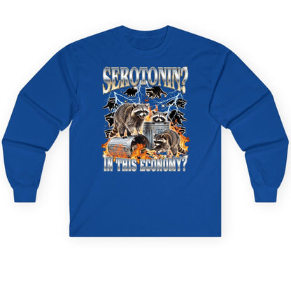 Serotonin in This Economy? raccoons Long Sleeve Tee Royal product mockup
