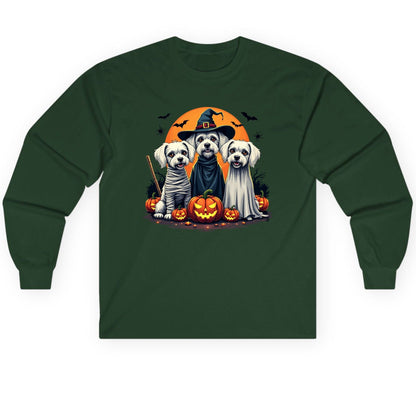 Halloween Dogs Costumes Halloween dogs Long Sleeve Tee Forest Green product mockup