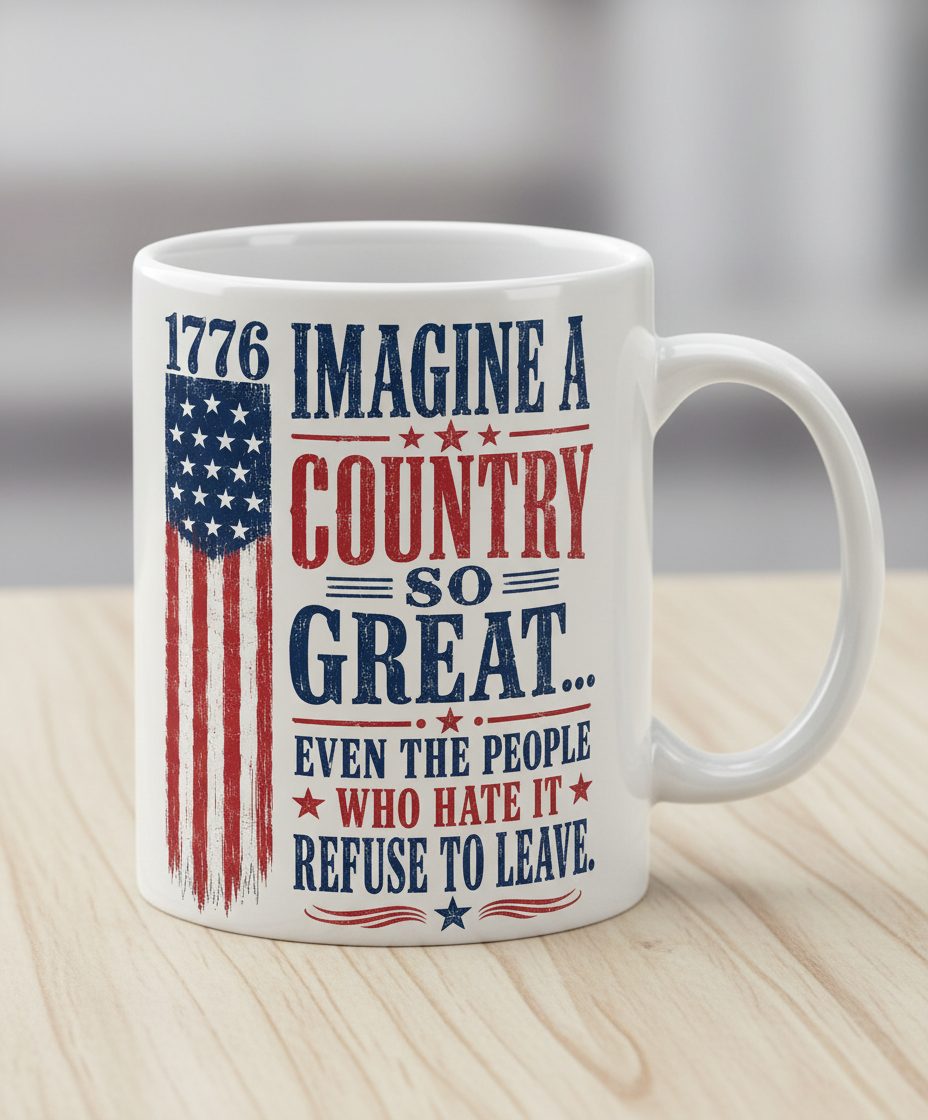Imagine a Country So Great Patriotic Vintage American White Mug - product mockup - White
