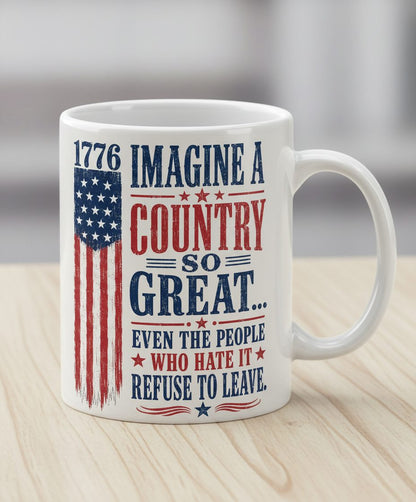 Imagine a Country So Great Patriotic Vintage American White Mug - product mockup - White