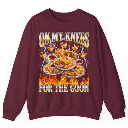 On My Knees for the Goon crab rangoon Sweatshirt Maroon product mockup